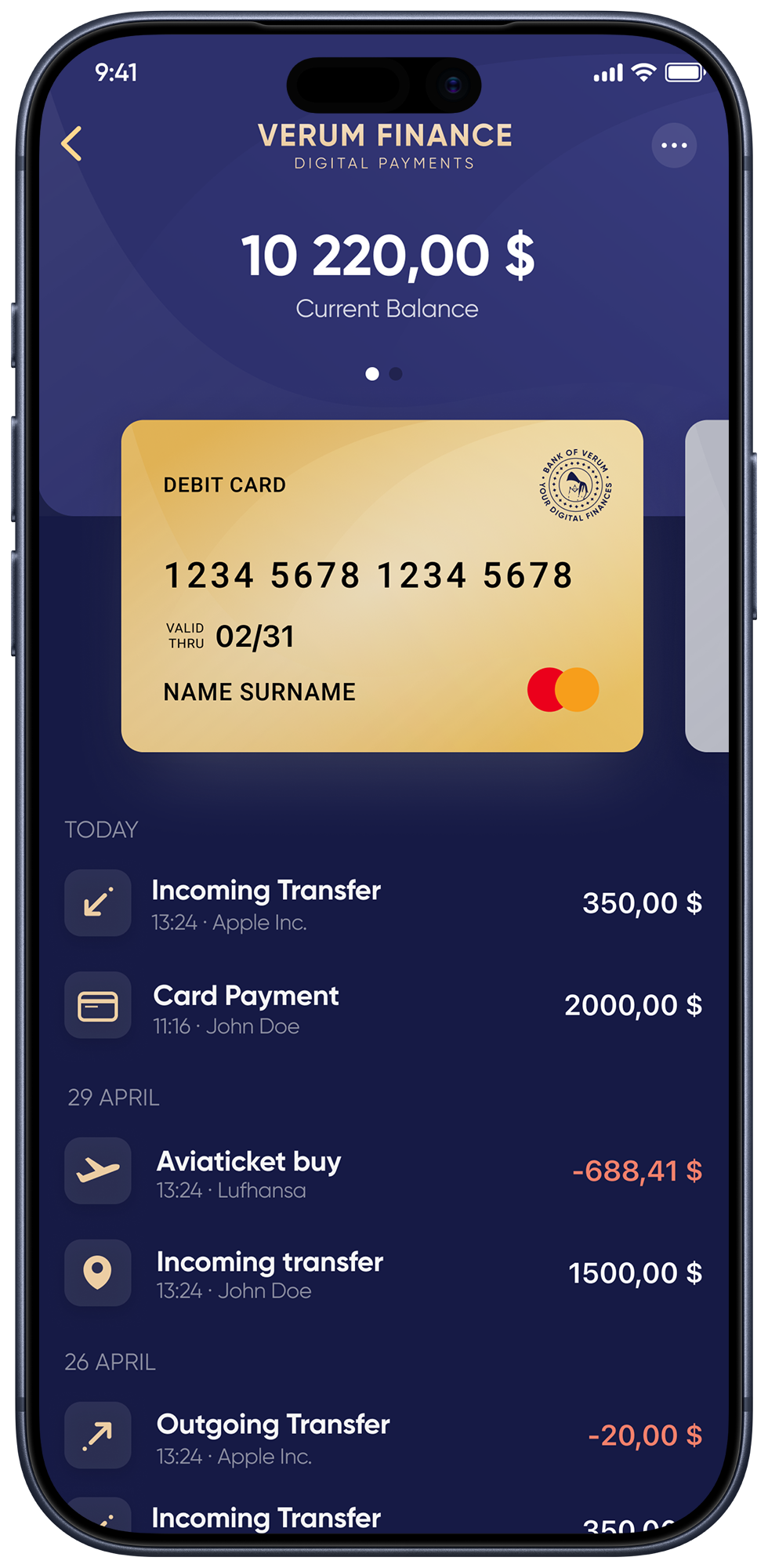 Verum Finance — Virtual Card